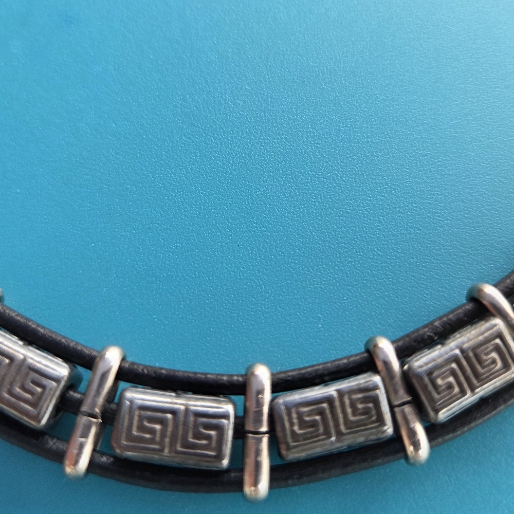 Elegant Silver and Black Geometric Necklace